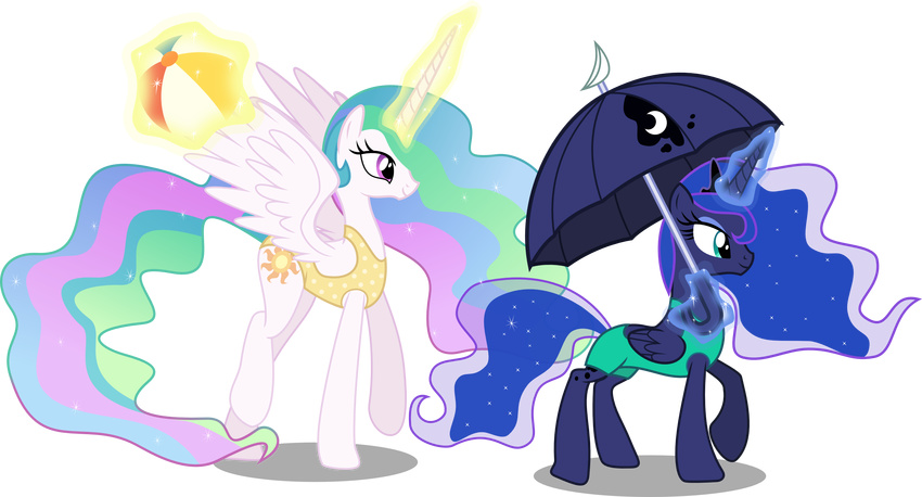 2014 absurd_res alpha_channel duo equine female feral friendship_is_magic hi_res horn horse mammal my_little_pony pony princess_celestia_(mlp) princess_luna_(mlp) umbrella vector-brony winged_unicorn wings