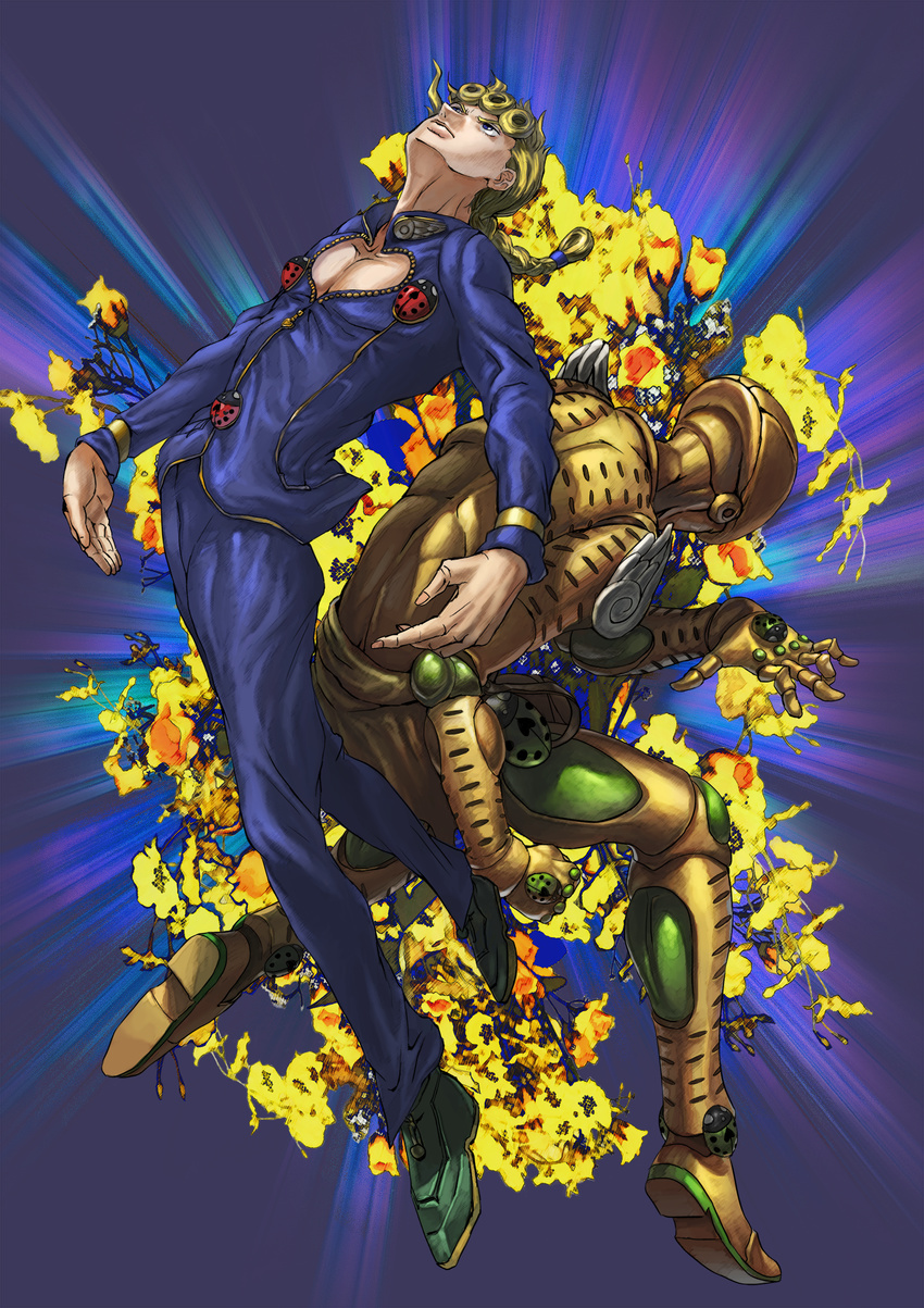 blonde_hair braid bug giorno_giovanna gold_experience highres insect jojo_no_kimyou_na_bouken kona_(19911212) ladybug multiple_boys stand_(jojo)