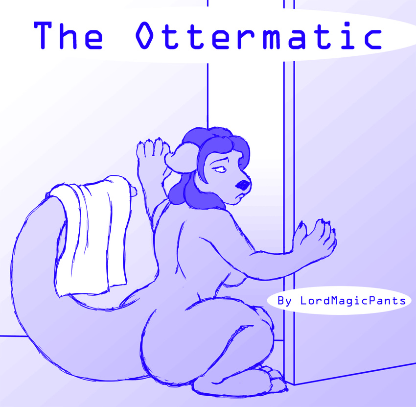 bathroom female hair invalid_color invalid_tag lord_magicpants mammal monochrome mustelid nude otter paws short sketch the_ottermatic towel transformation