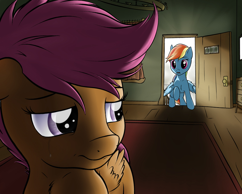 2014 crying equine female feral friendship_is_magic horse mammal my_little_pony nobody47 pegasus pony rainbow_dash_(mlp) sad scootaloo_(mlp) tears wings