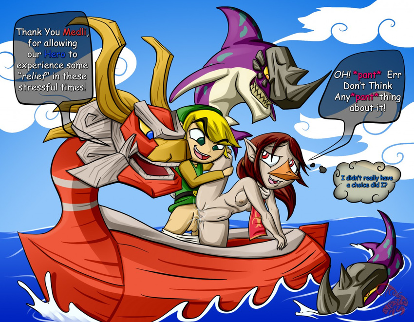 avian boat breasts cicada-yiff cum cum_in_pussy cum_inside female human interspecies king_of_red_lions legend_of_zelda link male mammal medli nintendo nude rito text the_legend_of_zelda video_games wind_waker