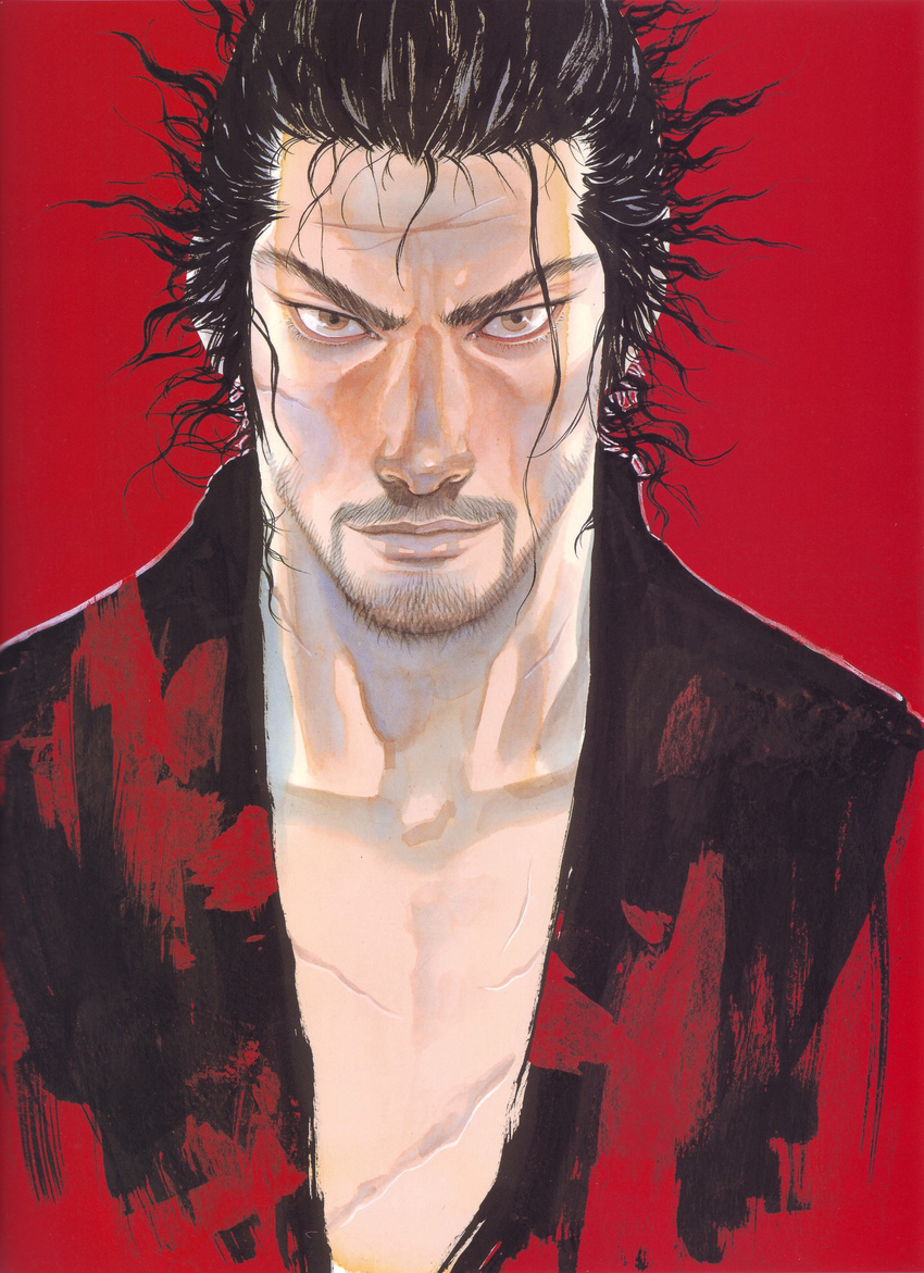 absurdres beard facial_hair highres male_focus miyamoto_musashi scar solo takehiko_inoue vagabond