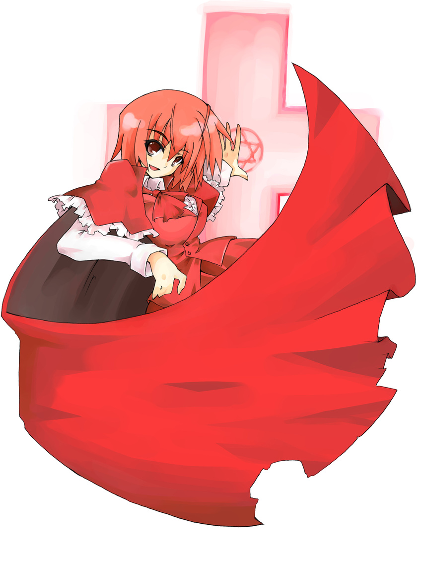 cloak cross hemogurobin_a1c hexagram highres okazaki_yumemi red_eyes red_hair skirt skirt_set solo touhou touhou_(pc-98)