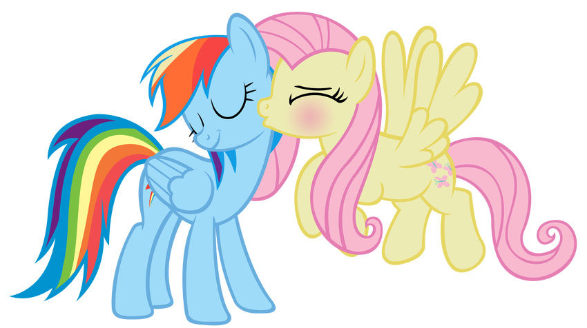 2014 absurd_res alpha_channel blush cute equine female feral fluttershy_(mlp) friendship_is_magic hi_res horse kissing lesbian mammal my_little_pony pegasus pony rainbow_dash_(mlp) sofunnyguy wings