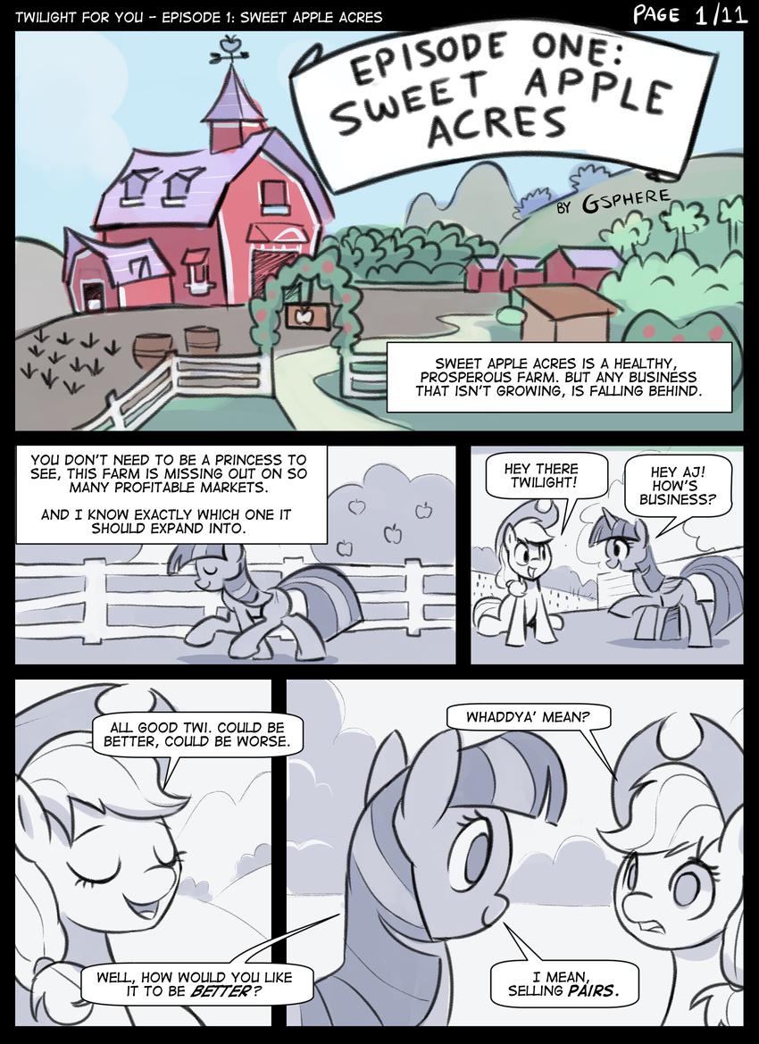 2014 apple applejack_(mlp) barn comic cowboy_hat dialog duo earth_pony english_text equine female fence friendship_is_magic fruit gsphere hair hat horn horse mammal my_little_pony pony text tree twilight_sparkle_(mlp)