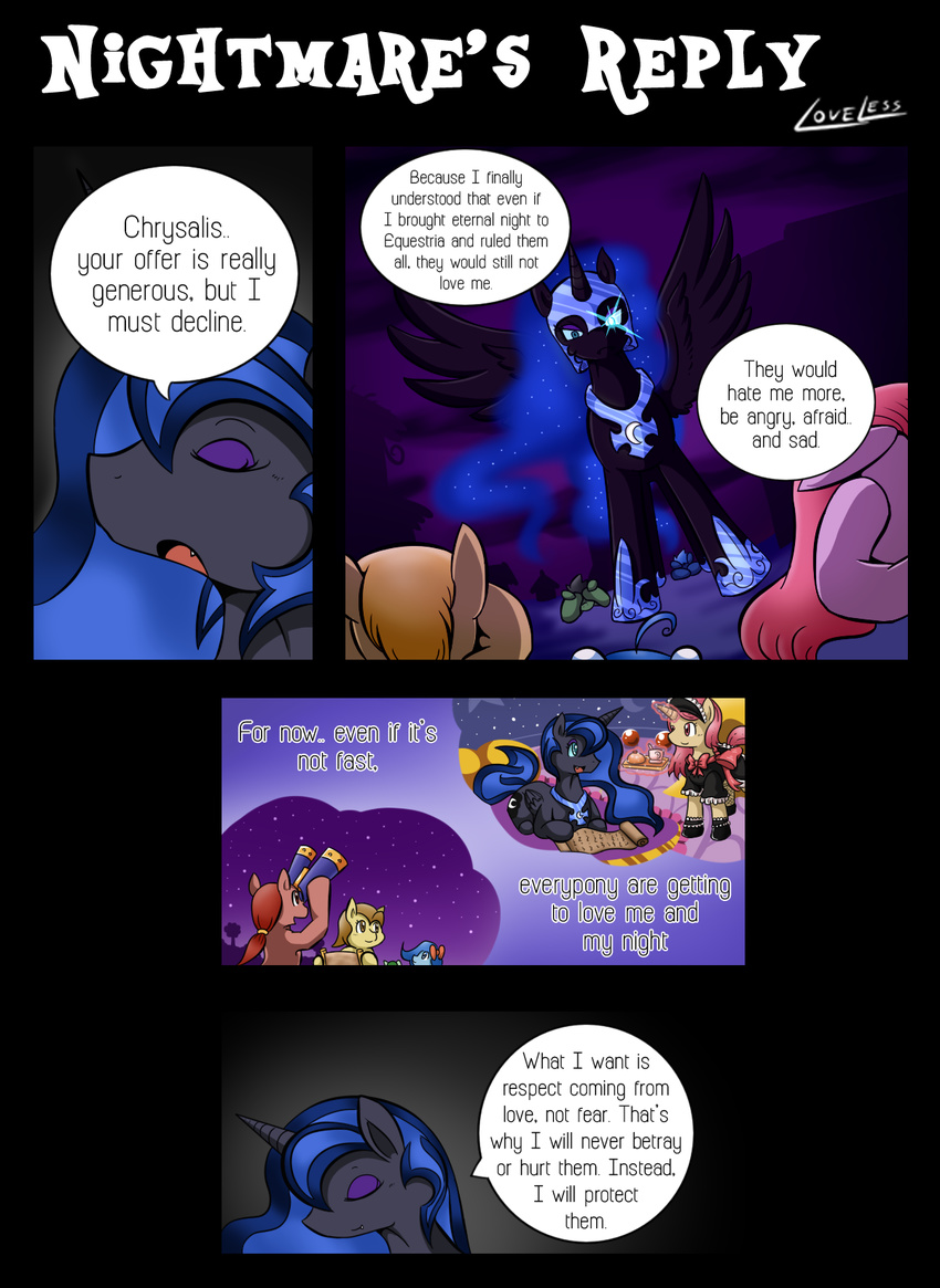 2013 changeling comic cutie_mark earth_pony english_text equine female feral friendship_is_magic fur group hair helmet horn horse maid maid_uniform mammal my_little_pony nightmare_moon_(mlp) original_character pony text unicorn vavacung winged_unicorn wings