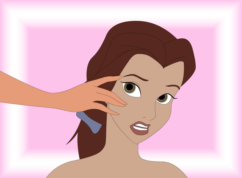 beauty_and_the_beast belle bow brown_eyes brown_hair disembodied_hand disney hair human long_hair mammal tagme