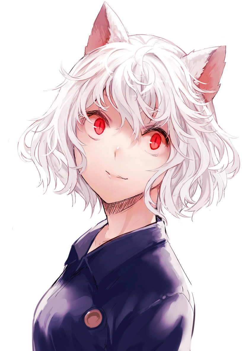 absurdres animal_ears bad_id bad_pixiv_id bon cat_ears curly_hair highres hunter_x_hunter long_hair neferpitou red_eyes silver_hair solo