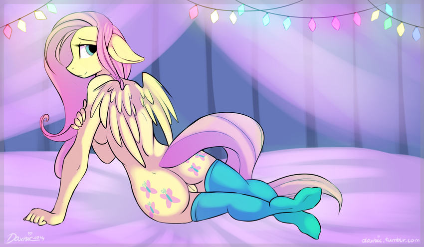 anthro bed bedroom_eyes blue_eyes cutie_mark daxhie fluttershy_(mlp) friendship_is_magic fur hair long_hair my_little_pony tumblr