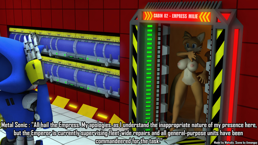 2014 3d absurd_res annonguy areola big_breasts blue_eyes breasts canine crossgender english_text female fox fur hair hi_res machine mammal mechanical metal_sonic miles_prower nipples nude open_mouth pussy robot sega sonic_(series) text tuft video_games wolvalix