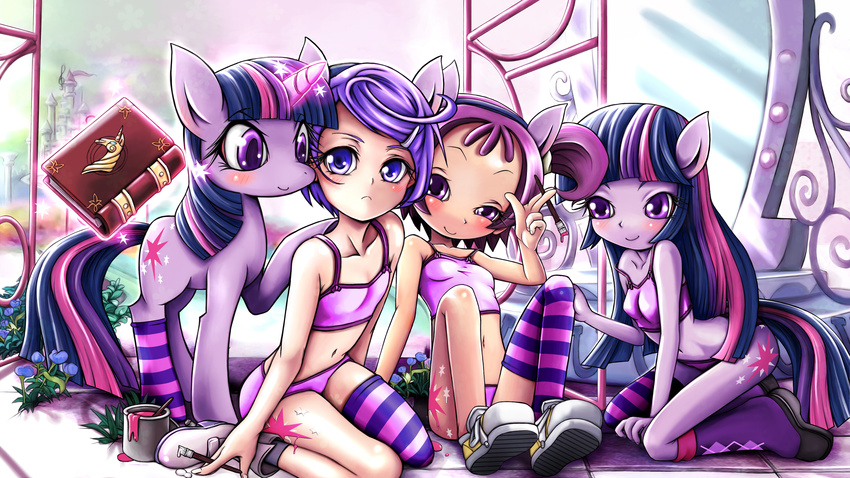 doki_doki highres human kenzaki_makoto my_little_pony ojamajo_doremi onpu_segawa pretty_cure segawa_onpu skyshek twilight_sparkle