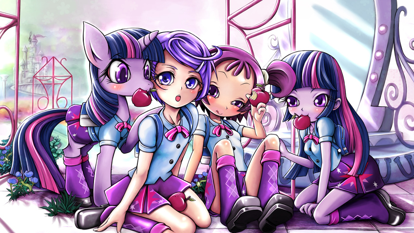 doki_doki highres human kenzaki_makoto my_little_pony ojamajo_doremi onpu_segawa ordinary pretty_cure segawa_onpu skyshek twilight_sparkle