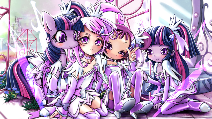 doki_doki highres human kenzaki_makoto my_little_pony ojamajo_doremi onpu_segawa pretty_cure segawa_onpu skyshek twilight_sparkle