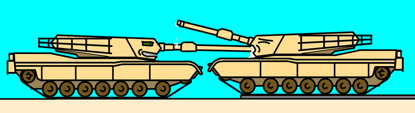 2014 armor cannon desert duo fellatio green_eyes gun lube lubrication open_mouth oral oral_sex ranged_weapon sand sex sky smile spicytaro tank vehicle weapon wheels