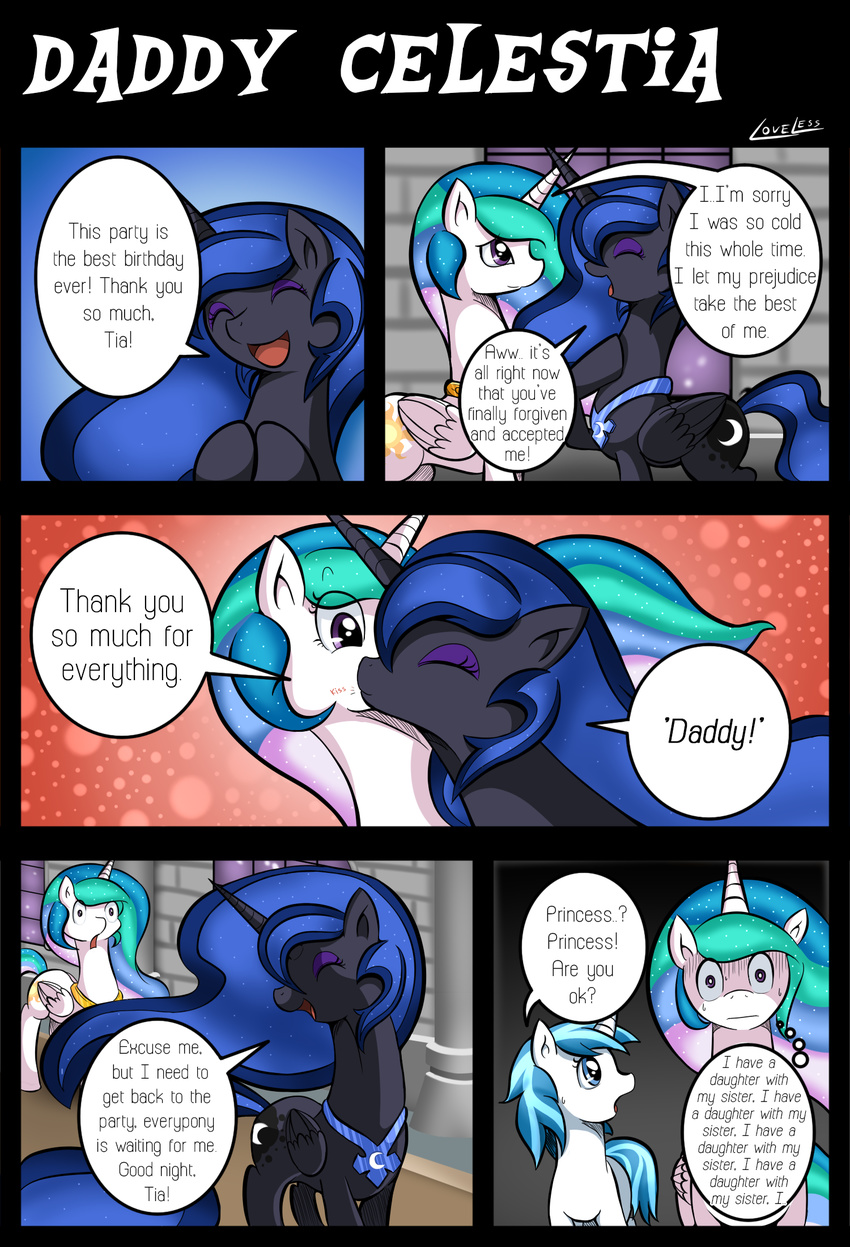 2014 :o comic cutie_mark english_text equine feral friendship_is_magic fur hair horn horse mammal my_little_pony nightmare_moon_(mlp) paper_(mlp) pony princess_celestia_(mlp) text vavacung winged_unicorn wings
