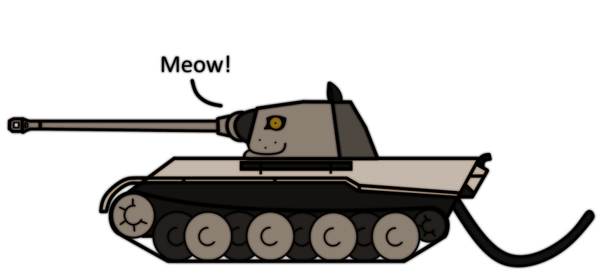 2014 armor cannon english_text feline gun looking_at_viewer mammal orange_eyes panther ranged_weapon solo spicytaro tank text vehicle weapon wheels