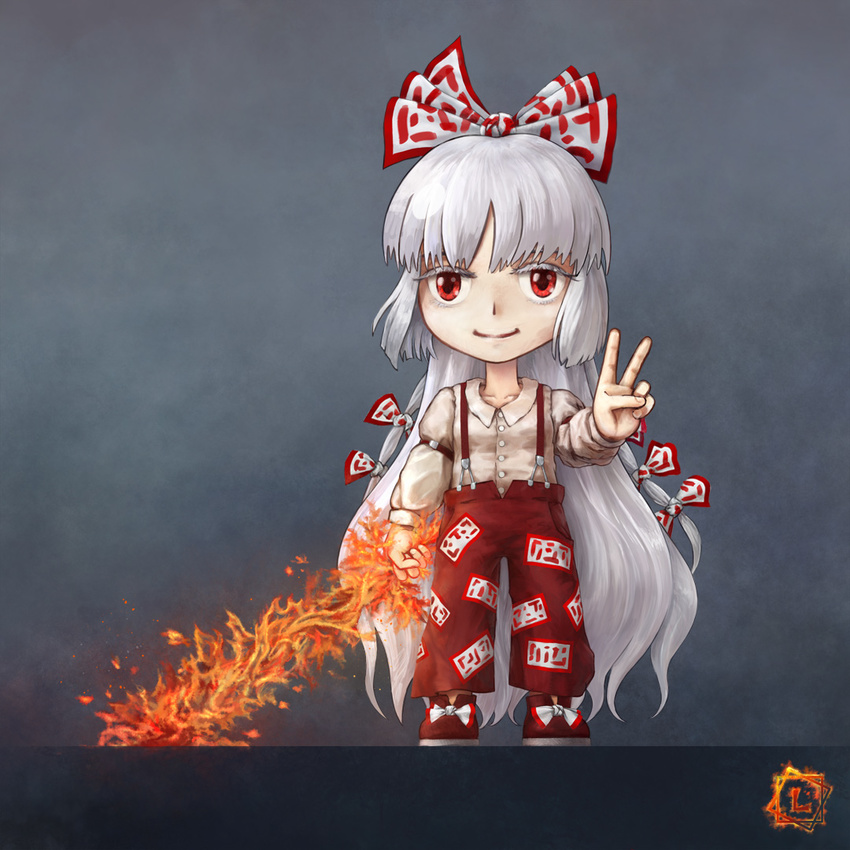 bad_source fire fujiwara_no_mokou grey_hair limfoman long_hair red_eyes solo sword touhou very_long_hair weapon