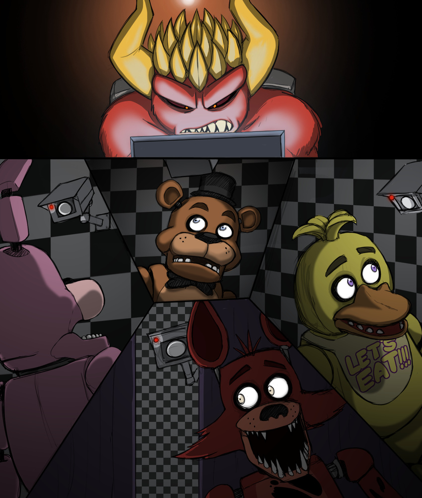 2014 animatronic avian bear bird bonnie_(fnaf) canine chica_(fnaf) chicken devil_(character) female five_nights_at_freddy's fox foxy_(fnaf) freddy_(fnaf) lagomorph male mammal mickeymonster rabbit