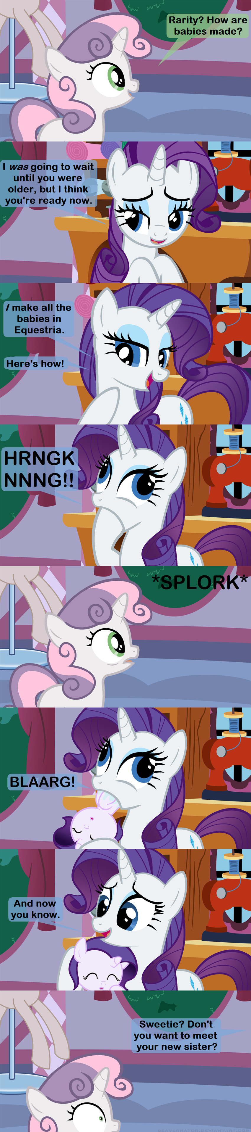 2014 beavernator comic dialog english_text equine female feral friendship_is_magic horn horse mammal my_little_pony rarity_(mlp) sibling sisters sweetie_belle_(mlp) text unicorn what