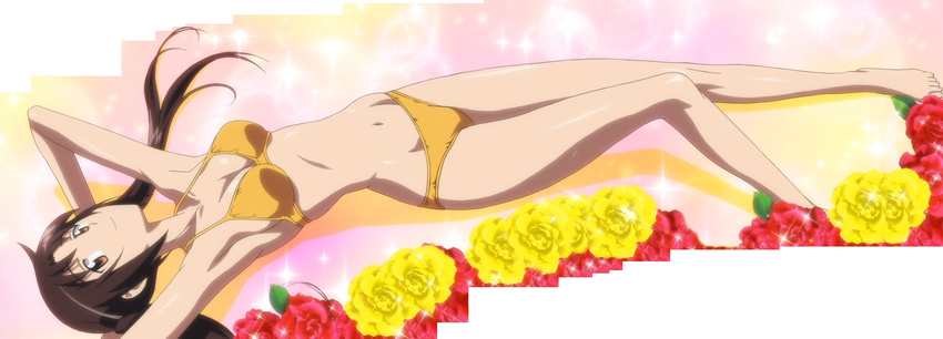 1girl barefoot bikini breasts feet highres screencap seitokai_yakuindomo swimsuit tsuda_kotomi