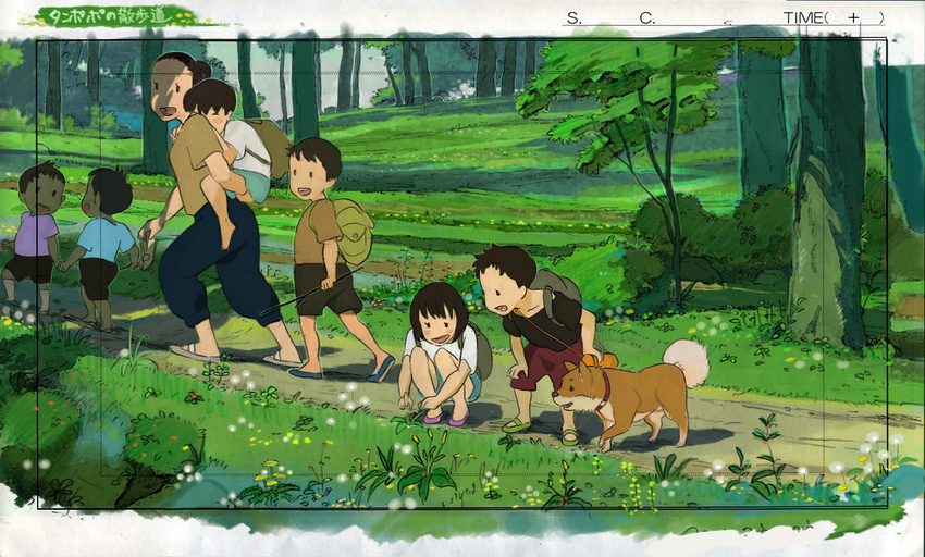 4boys backpack bad_id bad_pixiv_id bag bug carrying child commentary_request dog flower forest insect ladybug multiple_boys multiple_girls nature original path piggyback q; road shiba_inu stick