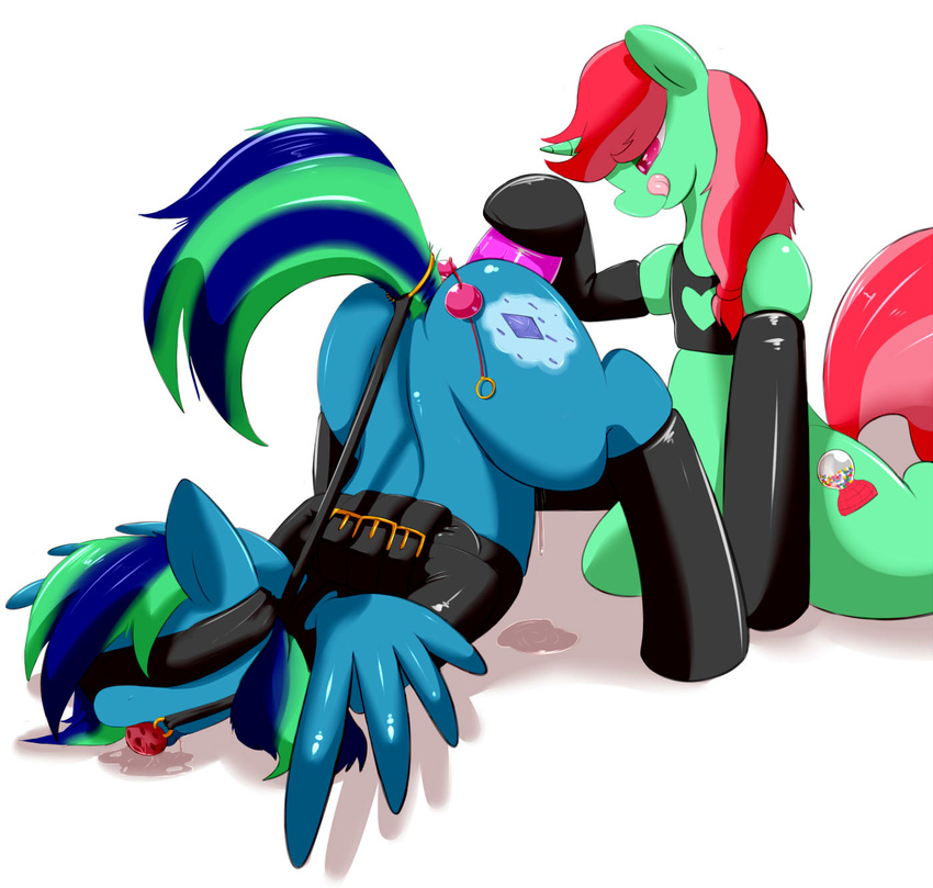 2014 anal_beads ball_gag bdsm blindfold bondage bound cutie_mark dildo equine female friendship_is_magic gag horse lesbian mammal my_little_pony original_character pegasus pony rope rubber saurian_(artist) sex_toy toy wings