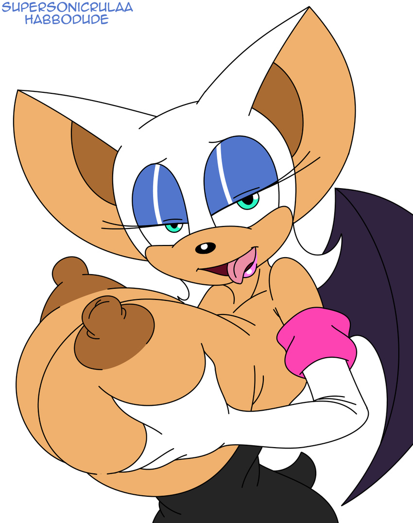 2014 anthro areola bat big_breasts breasts erect_nipples female habbodude huge_breasts looking_at_viewer mammal nipples rouge_the_bat sega smile solo sonic_(series) supersonicrulaa topless wings