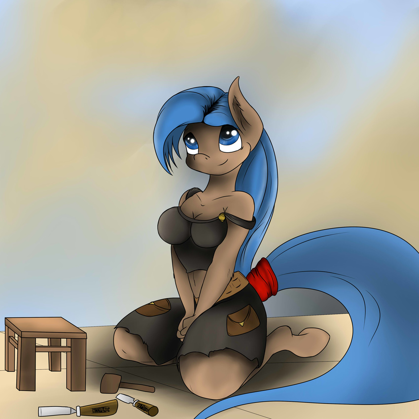 anthro anthrofied blue_eyes blue_hair breasts equine female friendship_is_magic hair horse jamesjackobgermany little mammal my_little_pony original_character pony solo