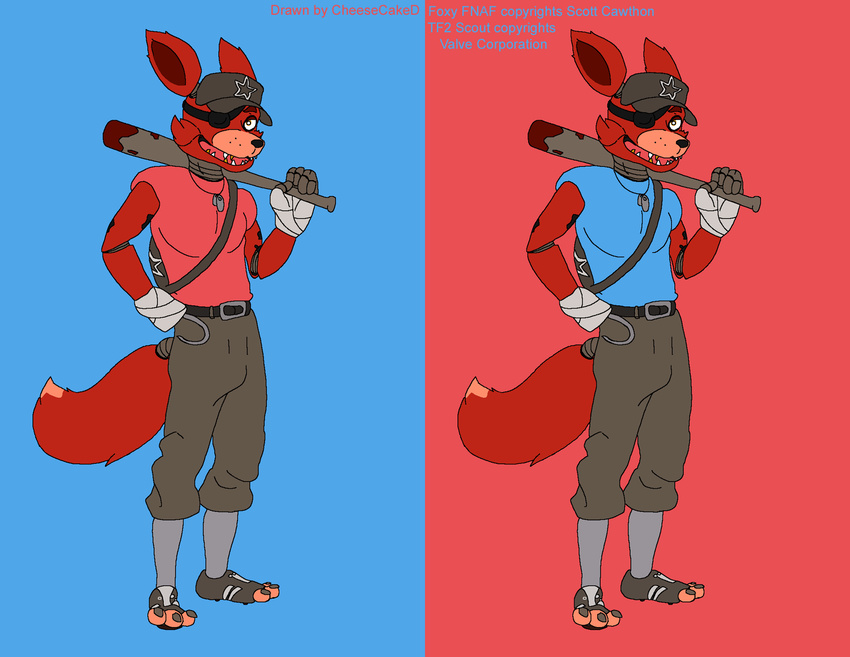 2014 anthro canine cheesecaked crossover five_nights_at_freddy's fox foxy_(fnaf) male mammal scout_(team_fortress_2) team_fortress_2
