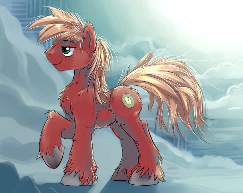 2014 big_macintosh_(mlp) blonde_hair cloud cutie_mark earth_pony equine fluffy freckles friendship_is_magic gsphere hair horse male mammal my_little_pony pony solo standing