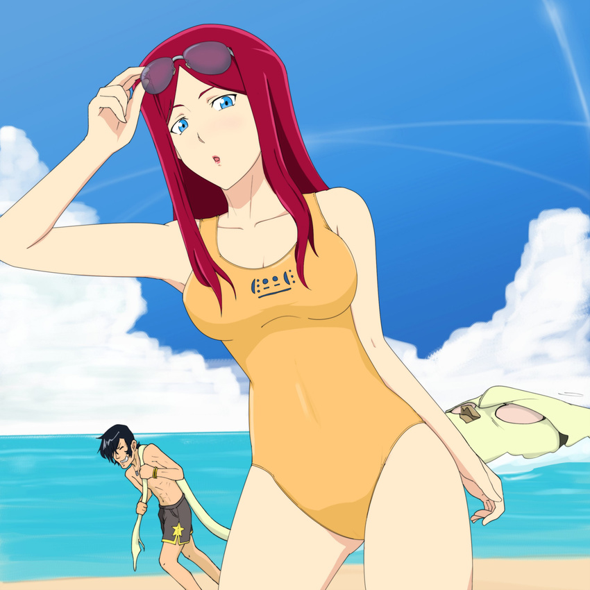 absurdres beach dandy_(space_dandy) highres maimai251 scarlet_(space_dandy) space_dandy squid sunglasses swimsuit