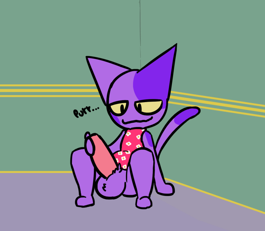2018 2d_animation animal_crossing animated anthro balls big_penis bob_(animal_crossing) bottomless cat clothed clothing cum cum_on_balls cum_on_ground cum_on_hand cum_on_penis cumshot ejaculation english_text erection feline front_view fur inside male mammal masturbation nintendo open_mouth orgasm penile_masturbation penis purple_balls purple_fur rabblet sitting solo spread_legs spreading tailwag text tongue tongue_out video_games