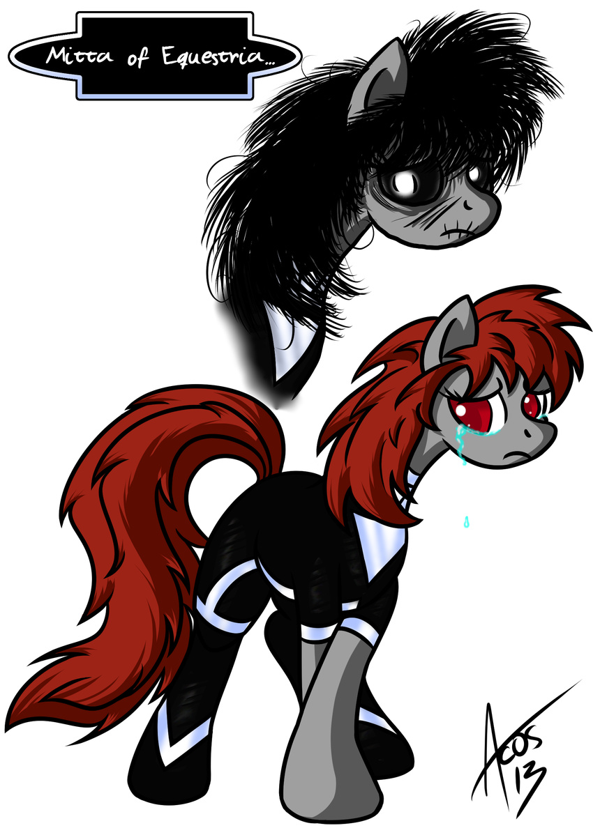 alpha_channel black_hair black_lantern clothing crossover cynos-zilla english_text equine female feral frown fur green_lantern_(series) grey_fur hair hi_res horse mammal my_little_pony original_character plain_background pony red_eyes red_hair ring shaded signature tears text tongue transparent_background undead zombie