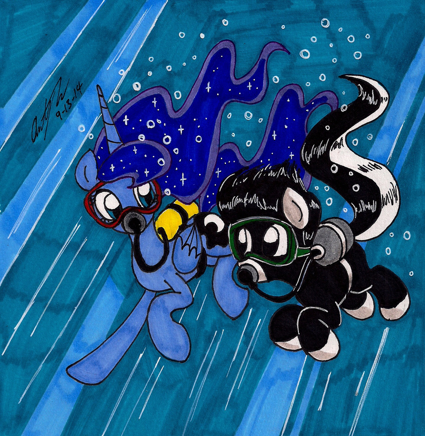 2014 diving earth_pony equine female friendship_is_magic horn horse male mammal my_little_pony newyorkx3 original_character pony princess_luna_(mlp) winged_unicorn wings