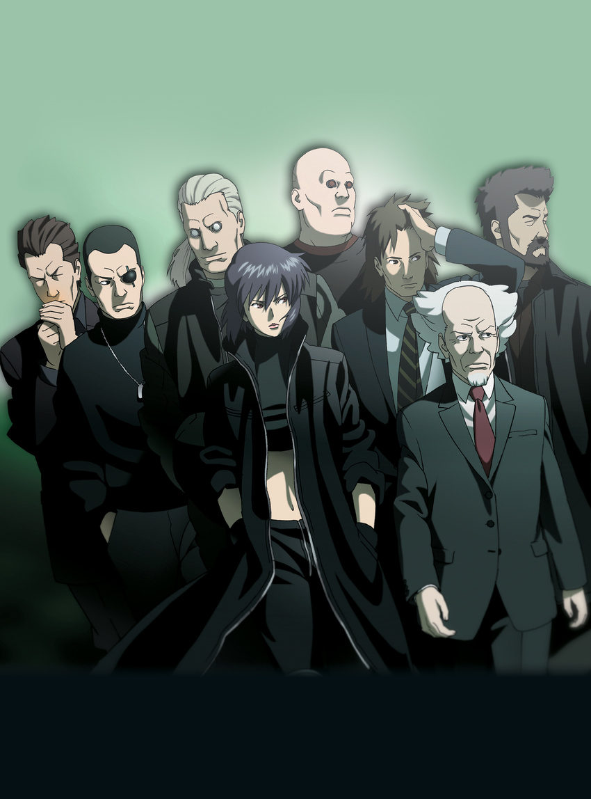 6+boys absurdres aramaki_daisuke artist_request batou boma_(ghost_in_the_shell) everyone ghost_in_the_shell ghost_in_the_shell_stand_alone_complex highres ishikawa kusanagi_motoko multiple_boys paz saitou_(ghost_in_the_shell) togusa