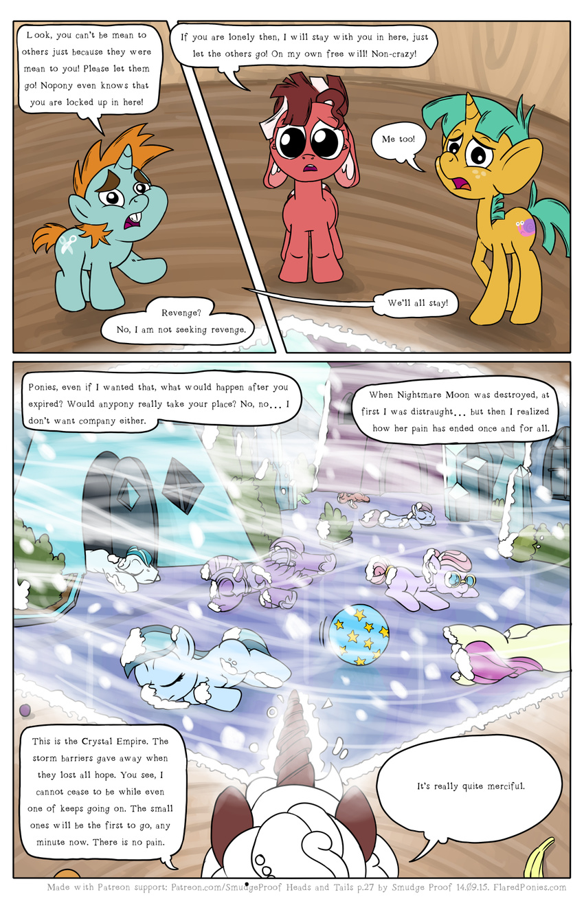 ball banana blizzard comic crystal_empire dialog donkey eating english_text equine female food friendship_is_magic fruit glass_slipper_(mlp) heads_and_tails horn horse male mammal my_little_pony original_character pony royal_guard sitting smudge_proof snails_(mlp) snips_(mlp) snow text tomato unicorn winged_unicorn wings