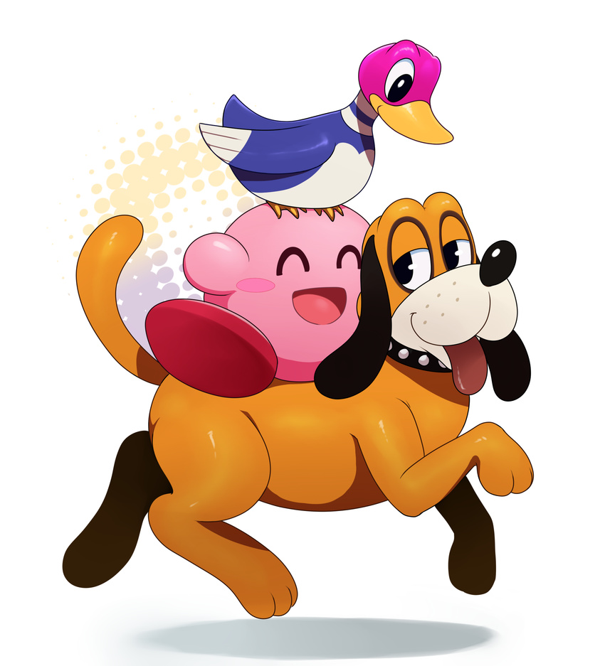 2014 avian bird canine crossover cute dog duck_hunt duck_hunt_dog duck_hunt_duck happy kirby kirby_(series) male mammal nintendo smile sssonic2 video_games