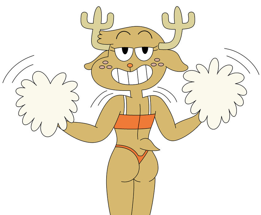 antlers butt cervine cheerleader deer female freckles horn mammal penny_fitzgerald pom_poms seductive shaking smile the_amazing_world_of_gumball thejayster1994 thong