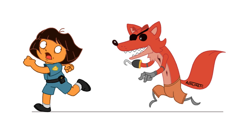 ashlmet canine crossover dora dora_the_explorer female five_nights_at_freddy's fox foxy_(fnaf) human male mammal