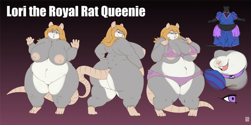 big_breasts big_butt bra breasts buckteeth butt choker clothed clothing dress female gillpanda huge_butt lori mammal model_sheet nipples nude obese overweight panties pussy raised_tail rat rodent smile solo standing underwear