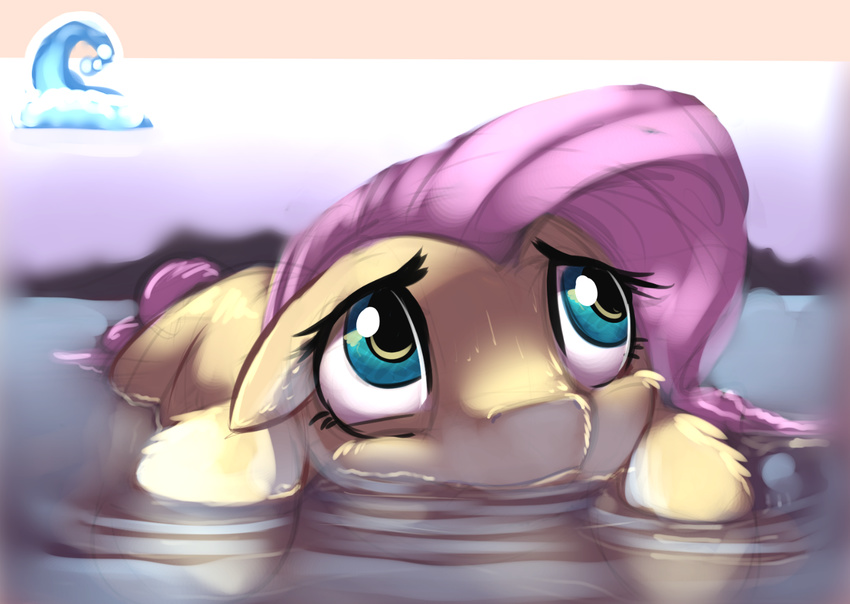 2014 equine female feral fluttershy_(mlp) friendship_is_magic gsphere hair horse mammal my_little_pony outside pony solo water wet