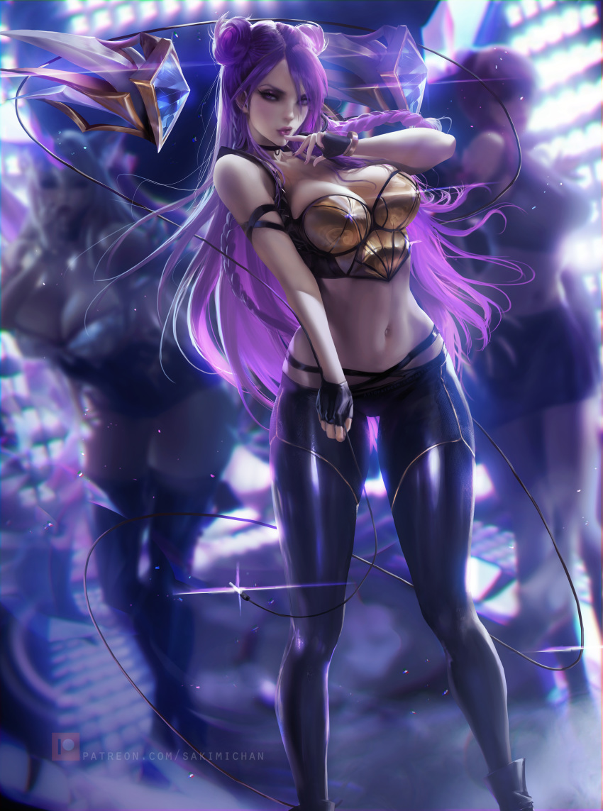 ahri breast_hold cleavage evelynn kai'sa league_of_legends official_watermark possible_duplicate sakimichan thighhighs