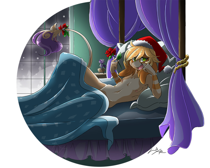 anthro christmas hamsteroftime holidays invalid_tag leo_(velociripper) mistletoe nintendo plant pok&eacute;mon pok&eacute;mon_(species) santa_claus smeargle video_games