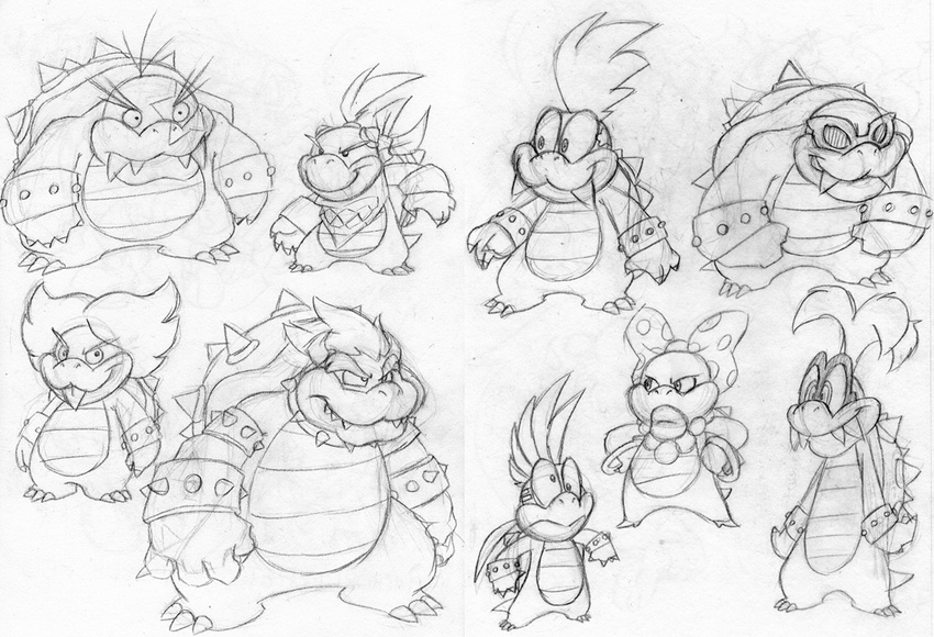 bowser bowser_jr. bracelet eyewear fangs female iggy_koopa jewelry koopalings larry_koopa lemmy_koopa lips ludwig_von_koopa male mario_bros monochrome morton_koopa_jr nintendo praiz roy_koopa sunglasses video_games wendy_o_koopa