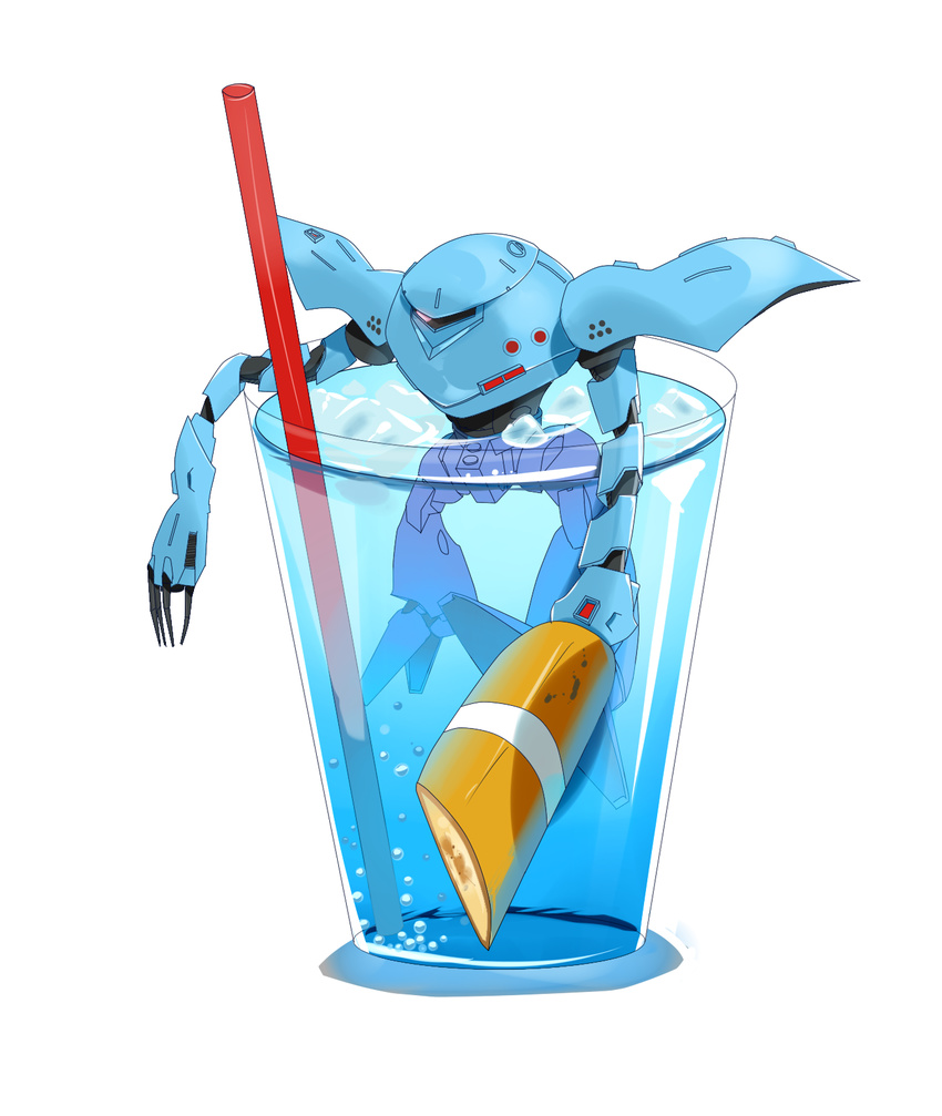bunsuke drink glass gundam gundam_0080 highres hygogg mecha straw water