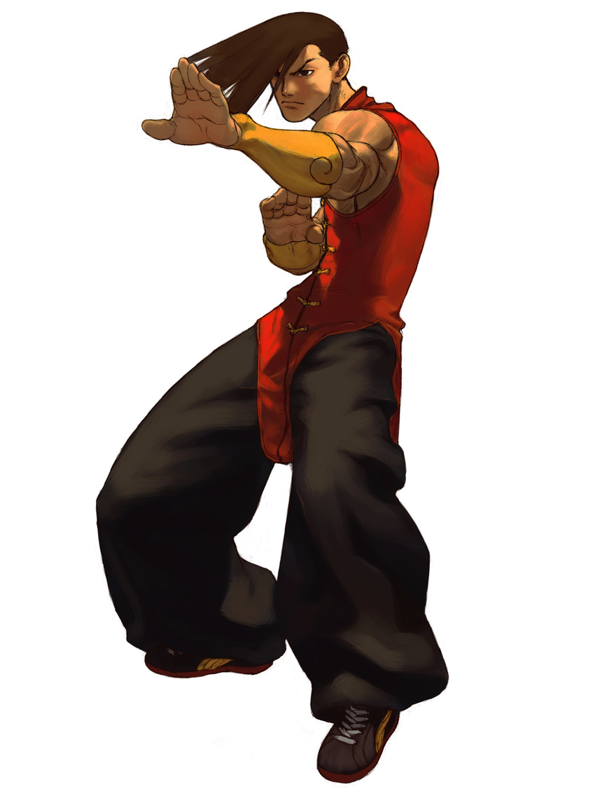baggy_pants fighting_stance highres ikeno_daigo male_focus official_art pants solo street_fighter street_fighter_iii_(series) yang_lee