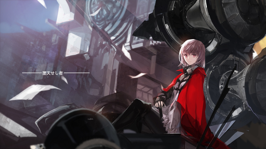 bad_id bad_pixiv_id blurry depth_of_field highres looking_at_viewer paradise pixiv_fantasia pixiv_fantasia_fallen_kings short_hair silver_eyes silver_hair sitting smile solo swd3e2 translation_request