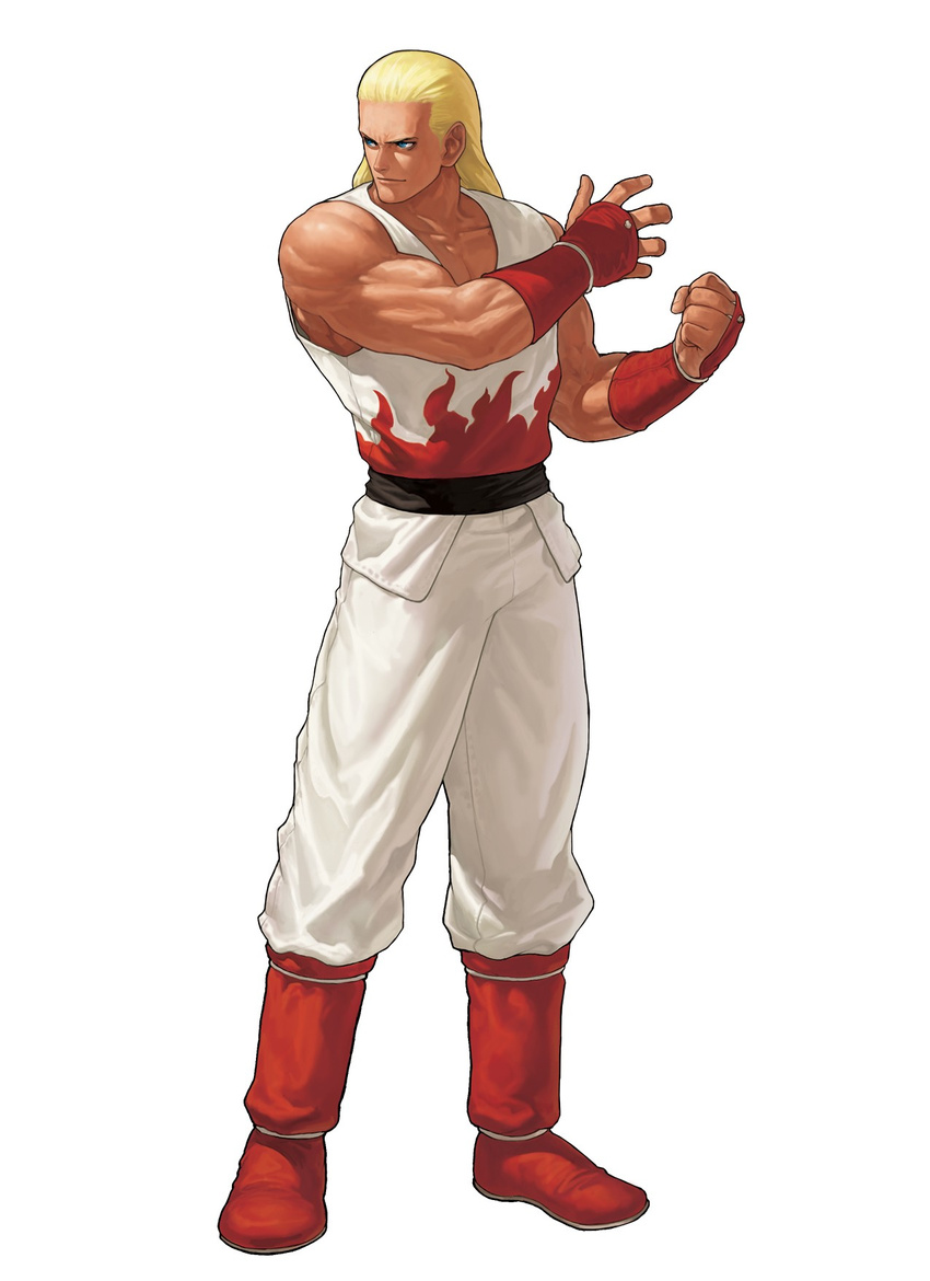 andy_bogard blonde_hair blue_eyes fatal_fury highres male_focus muscle official_art ogura_eisuke solo the_king_of_fighters the_king_of_fighters_xii wrist_guards