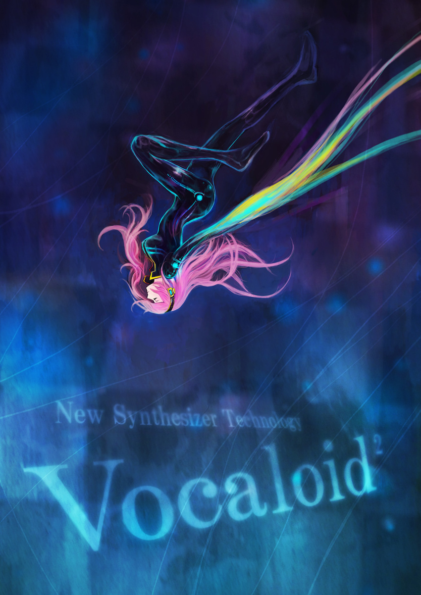 bodysuit closed_eyes cpux4 falling highres long_hair megurine_luka pink_hair solo vocaloid