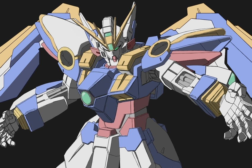 black_background gundam gundam_wing gundam_wing_endless_waltz mecha no_humans simple_background wing wing_gundam wing_gundam_version_ka wings